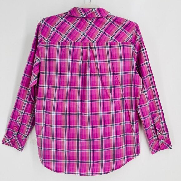 Kut from the Kloth Pink Flannel Long Sleeve Shirt Size XL Western Barbiecore - Picture 2 of 9